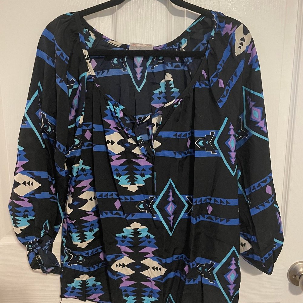 Black and Blue Aztec Blouse